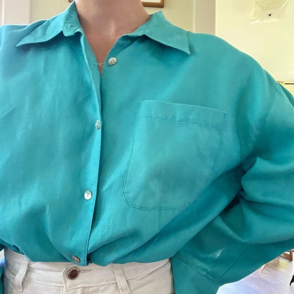 100% linen vintage button up - Picture 3 of 8